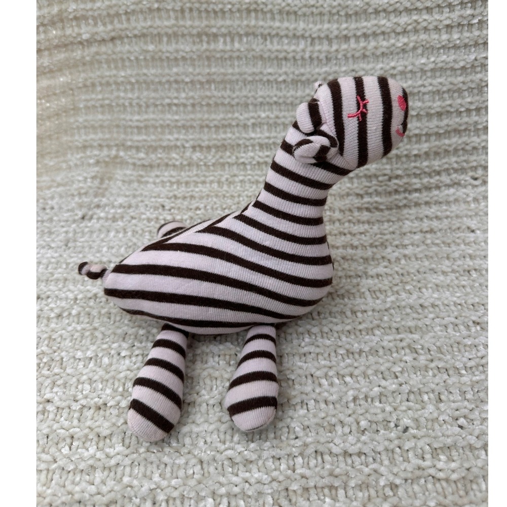 Old Navy Zebra Plush Pink Brown Striped Stuffed‎ Animal Lovey Kids Vintage 2009 - Picture 9 of 9